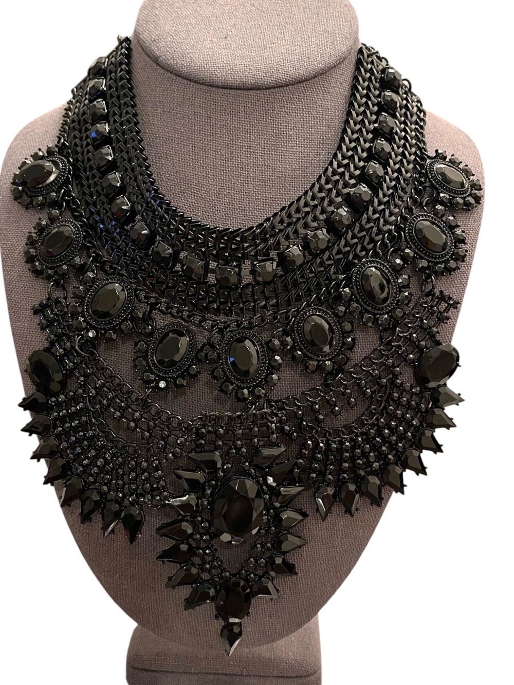 ❤️ Bohemian Vintage Retro Elaborate Black Collar Metallic Stmt Necklace - Picture 3 of 6